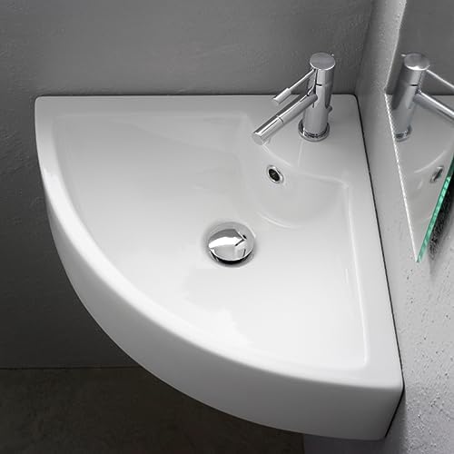 NAIMP Corner Cloakroom Sink Bathroom Basin, Quarter Circle Shape Wall