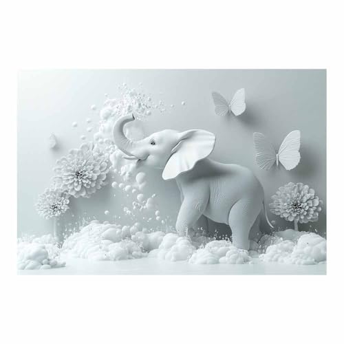 Poster éléphant papillon blanc TERUEA pour créer un havre de paix dans votre chambre