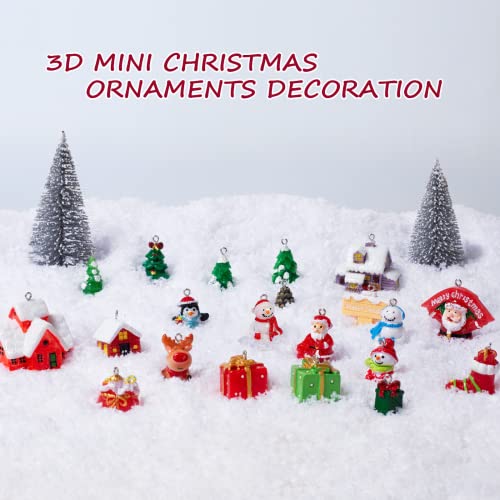 [3D Upgraded] Mini Christmas Tree Ornaments, Miniature Christmas Ornaments Mini Christmas Decorations For Crafts, Resin Santa, Snowman Small Christmas Ornaments For Xmas Tree Tiny Hanging Decor #TOP4