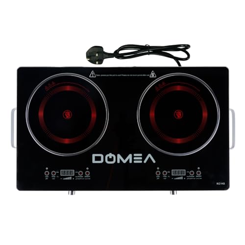 DOMEA Infrared Cooktop, 2 Burner 4 Preset Functions A-Grade Micro Crystal Panel