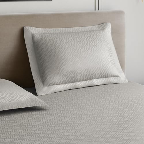 Image of Home Ecstasy 100% Cotton Jacquard Bedsheet for King Bed, 300 TC, Premium Woven Design, 1 Bedsheet (108 x 108 Inches) with 2 Pillow Covers, Light Gray