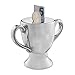 Produktbild Relaxdays Spardose Pokal, Keramik, Sparbüchse für Geldgeschenk, zum Öffnen, Trophäe, glänzend, HBT 10,5x14x7,5cm, silber