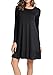 LAINAB Womens Fall Plain Solid Long Sleeve Loose Swing Casual Dress Black L