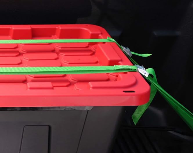 4 Pack 27 Gallon Heavy Duty Plastic Storage Container, Black and Red Large Bin with Snap Lid