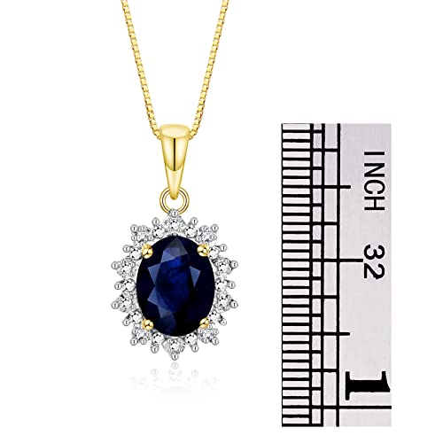 Image of Rylos Women's Yellow Gold Plated Silver Princess Diana Ring & Pendant Set. Gemstone & Diamonds, 9X7MM Birthstone. Matching Friendship Jewelry, Sizes 5-10.
