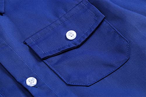 Image of SANGTREE Mens Long Sleeve Button Down Shirt Solid Casual Solid Dress Shirts Royal Blue, 3XL