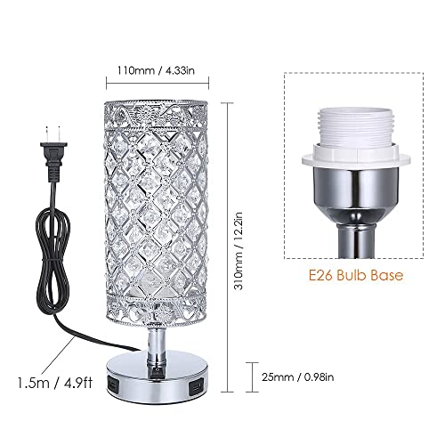 Set de 2 lámparas de mesa Tomshine con USB, cristal plata miniatura 5