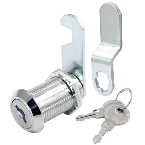 BokWin 1 Pcs Cabinet Cam Lock with Key 1-1/8 Inch File Cabinet Lock Set Cam Locks Keyed Alike for Mailbox Drawer Tool Box Cylinder(Silver)