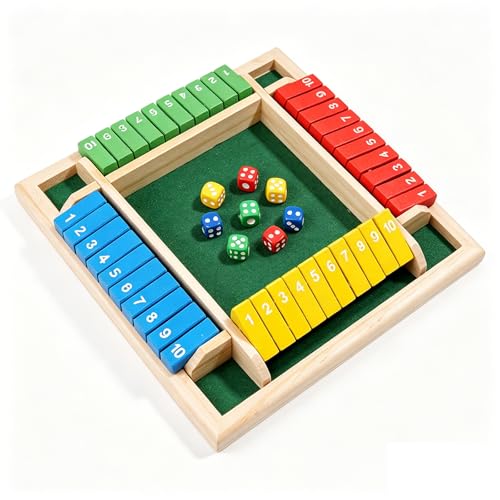 wlsvega El Rey De Los Dados,Juego De Dados,Shut The Box,Viene con 8 Dados, Aptos para Actividades Al Aire Libre, Ktv, Viajes, Fiestas O Bares (Cuatro Colores)