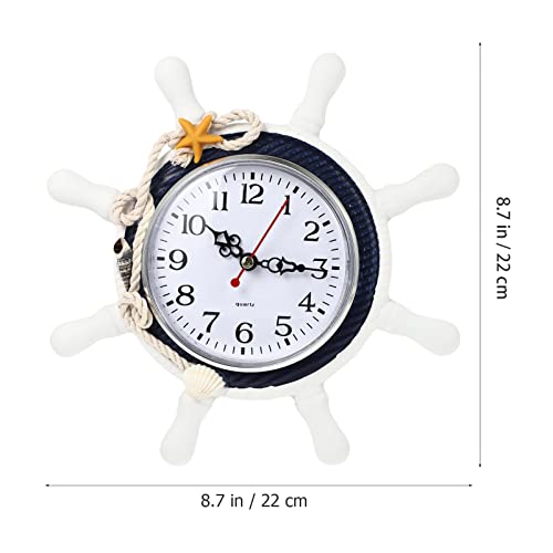 Dechous Nautical Clock Mediterranean Wall Clock Wheel Wall Clock Ticking Silent Nautical Wall Clock Seaside Clock Wall Decoration For Home Office Bedroom (Random Color) #TOP6