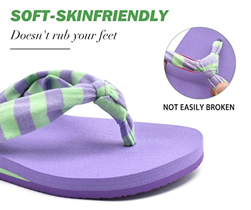 KuaiLu Flip Flops for Women with Arch Support Yoga Mat Comfortable Summer Beach Walking Thong Cushion Sandals Slip On Indoor Outdoor Purple Size 9 - 3