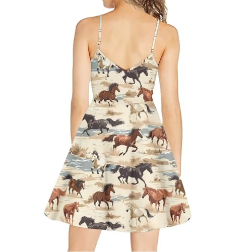 Image of Biyejit Women Casual Loose Dress Strap Long Summer Beach Swing Dress