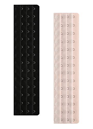 Cxapnstou Corset Extender 14 Hooks bra extender Pack of 2 Black&Light Beige