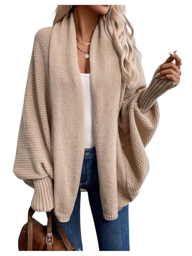 Image of BEAUDRM Women Long Cardigan Open Front Long Sleeve Knitwear Neck Shawl