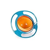 ESH7 Gyro Bowl Funny 360 Degree Rotate Spill-Proof Bowl with Lid Feeding Without Mess (Blue)