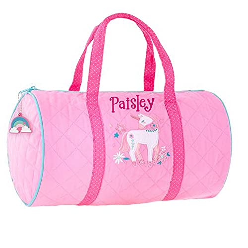 Duffle Bag for Girls Kids Unicorn Travel Bag - Quilted Overnight or Gym Tote Bag Personalized with Custom Name