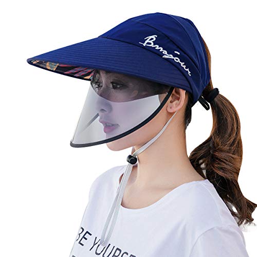 Preisvergleich Produktbild FEOYA - Hut mit Gesichtsschutz Fischerhut Schutzhut abnehmbar Unisex-Regenhut Transparent Speichelschutz Staubschutzkappe UV Sonnenschutzhut Schutzhülle mit Gesichtsschutzabdeckung