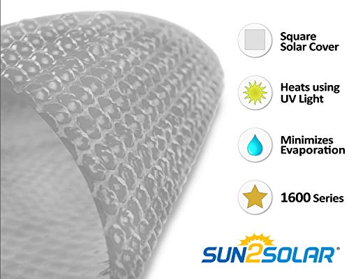 Sun2Solar 8-Foot-By-8-Foot Square Clear Solar Cover | 1600 Series | Heat Retaining Blanket For In-Ground And Above-Ground Swimming Pools And Spas | Use Sun To Heat Pool | Bubble-Side Down In Pool #TOP1