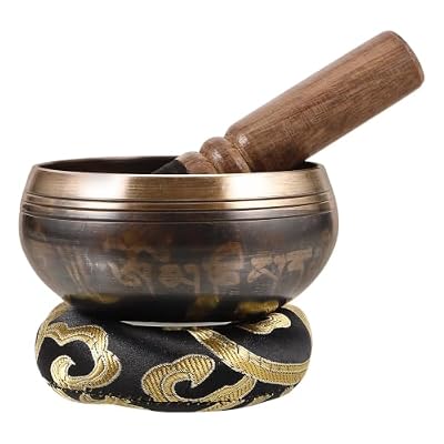 BESPORTBLE Tibetan Singing Bowl Set for Yoga Meditation with Rich and Resonant Sound, Copper Material, Includes Wooden Mallet and Bowl Pad, Helps You Stay Peaceful and Calm