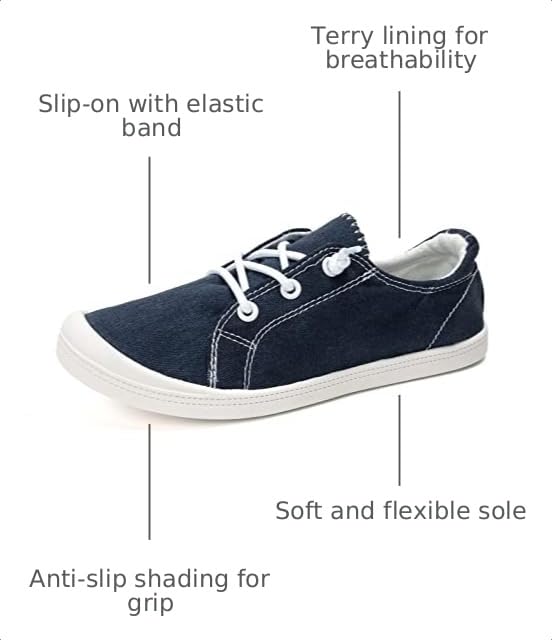 Image of FUNKYMONKEY Slip-On Canvas Sneakers for Women, Comfortable Lightweight Lace-Up Flat Casual Tennis Shoes Breathable Walking Shoes for Everyday Wear
