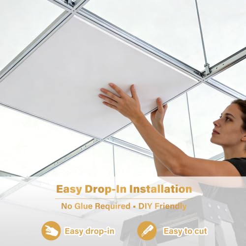 Azulejos de techo PVC 2x2 pies lisos impermeables ignífugos para sistema barra en T blanco 6