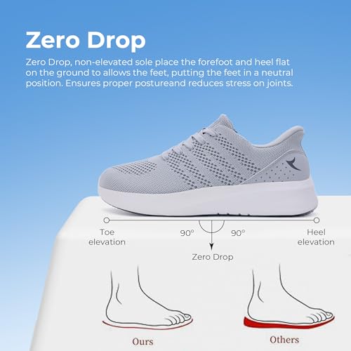 Wide Toe Box Shoes for Men Tennis Walking Sneakers with Arch Support Zero Drop Minimalist Design US 8-123