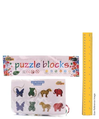 Image of Little Fingers Multi-Shape Lacing Cards Set - Educational Blocks Threading Toy For Kids With Animals More (10-PCS)