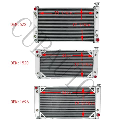 Cubauto 3 Row Aluminum Radiator For 1994-2000 Chevy/GMC C1500 C2500 C3500 K1500 K2500 K3500 Suburban Tahoe Yukon for Cadillac Escalade Pickup 5.7L 7.4L V8 Automotive Replacement Engine Radiator by Cubauto - Image 8