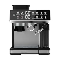 Cecotec Barista Power Espresso 20 Barista Grind & Latte Kaffeemaschine, 1350 W, 20 bar, konische Mühle, 2,6 l Wassertank, 100 g Kaffee und 500 ml Milch, Touchscreen, Selbstreinigung, personalisierbar