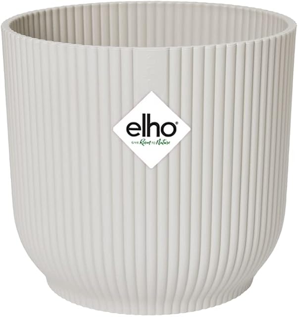 Elho Vibes Fold Round 22-100% recyclable Flower Pot - Indoor plant pot - Ø 22.0 x H 20.2 cm - White/Silky White