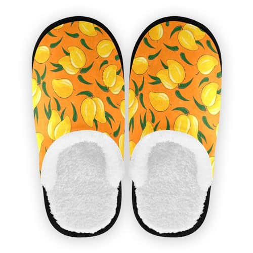 Women's Men's Fruit Mango Fuzzy Slippers Cozy House Shoes Indoor Travel Warm Slippers