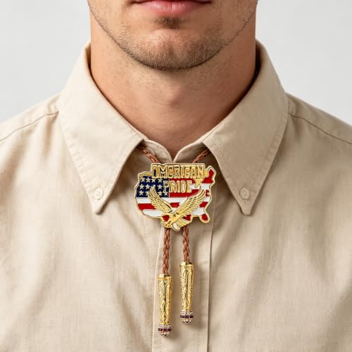 Image of GelConnie Bolo Ties for Men Women Western Cowboy Tie Mens Western Necklace Leather Necktie Gold Bolero Tie Cowboy Necklace