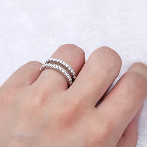 Moissanite Womens Ring Enhancer for Engagement Rings Two Row Half Eternity Rings 925 Sterling Silver Double Enhancers Ring4