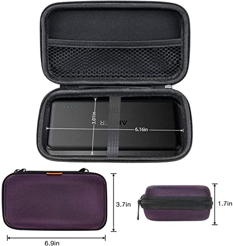 GLCON Hard EVA Carrying Case Protective Electronic EVA Storage Case for Power Bank, Hard Drive, Earbuds, Cell Phone, External Battery - Portable Travel Case with Mesh Inner Pocket + Zipper Enclosure