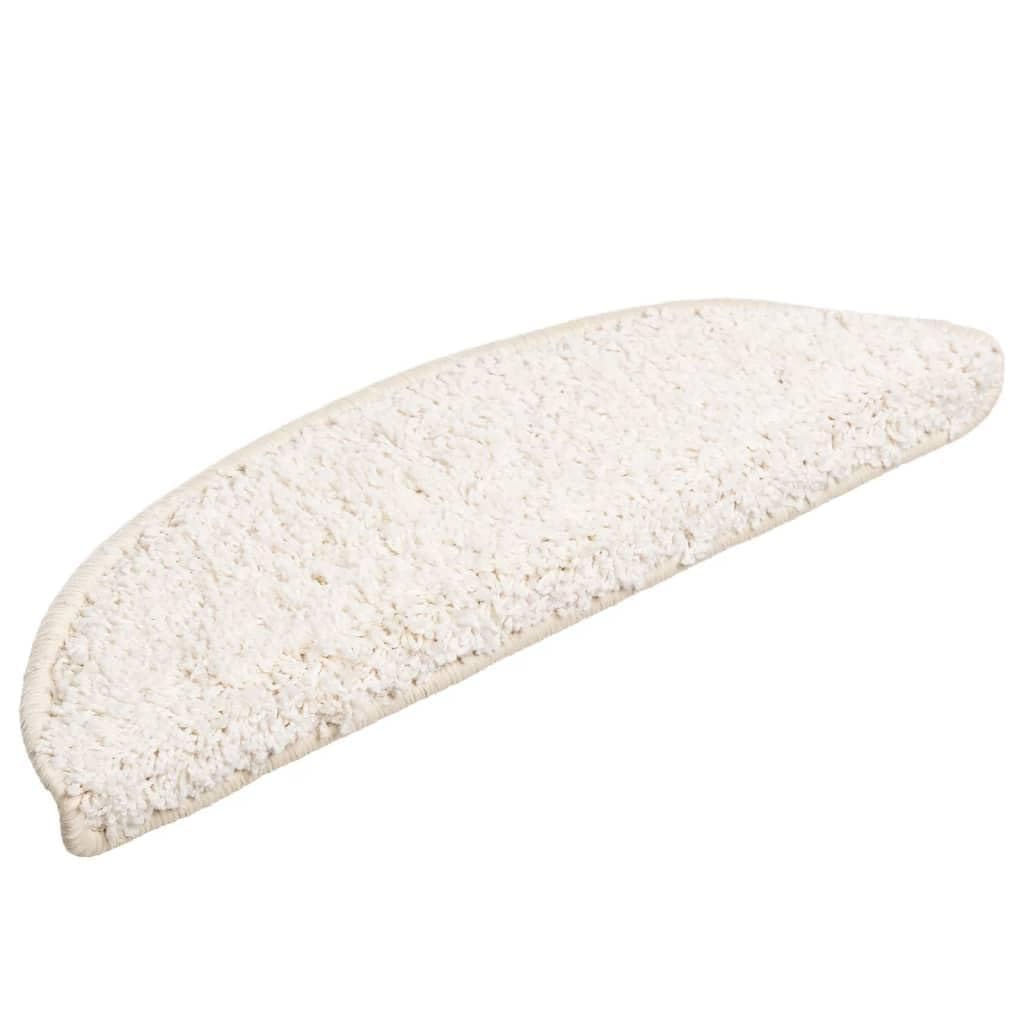 Tappetini per gradini, 10 pezzi, 56 x 17 x 3 cm, bianco, semicircolari
