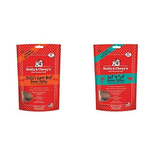 Stella-ChewyS-Freeze-Dried-Raw-Dinner-Patties-Dog-Food-Variety-Pack-Of-2-Beef-And-Surf-N-Turf-55-Oz-Each Stella ChewyS Freeze Dried Raw Dinner Patties Dog Food Variety Pack Of 2 Beef And Surf N Turf 55 Oz Each