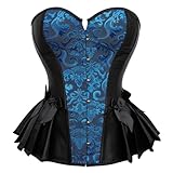 Zhitunemi Womens Halloween Costumes Corset: Steampunk Corsets Bustier Shapewear Lingerie - Pirate Costumes for Gothic Lovers Black Blue-XS