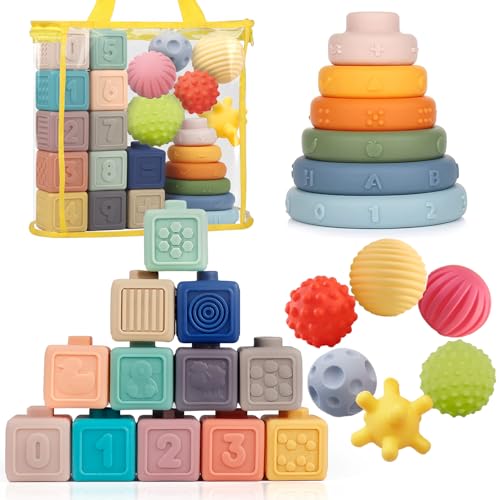 Montessori Toys Soft Stacking Building Blocks Rings Balls Sets 3 ...