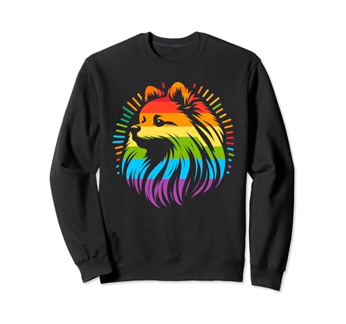 Retro Pomeranian Rainbow LGBT Lesbianas Orgullo Gay Pomerania Sudadera