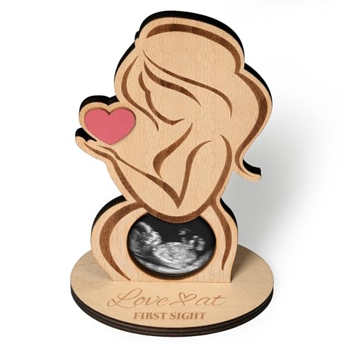 Image of R HORSE Pregnant Woman Sonogram Picture Frame Wooden Heart Ultrasound Photo Frame Moms Pregnancy Announcements Sign Pregnancy Gifts for First Time Moms Maternity Baby Shower Keepsakes Photo Frame