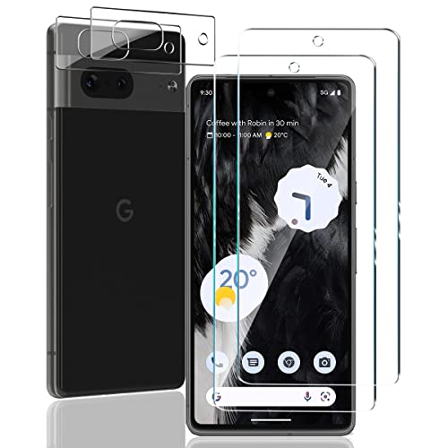 Yiunssy Protector de Pantalla para Google Pixel 7 Cristal Templado + Protector de Lente de Cámara [2+2 Piezas], Antihuellas/Antiarañazos/9H Dureza,HD Vidrio Templado para Google Pixel 7