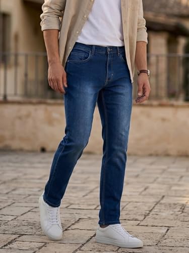 Image of Urbano Fashion Men's Straight Fit Washed Jeans Stretchable