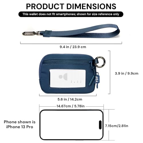 Image of Wristlet Wallet for Women with Clear ID Window, Zip Coin Purse and Keychain | 3 Card Slots, Exterior Zip Pocket, Inner Mesh Pouch, Lipstick Holder, Detachable Wrist Strap, Lightweight Nylon