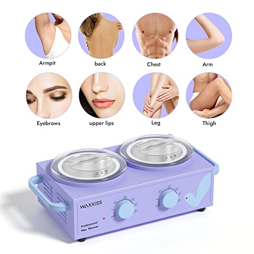 Double Wax Warmer For Hair Removal 14Oz Wax Pot Warmer Professional With Double Waxing Pots Faster Wax Melting Machine For Large Area Body Waxing Home/Salon/Spa Purple #TOP6