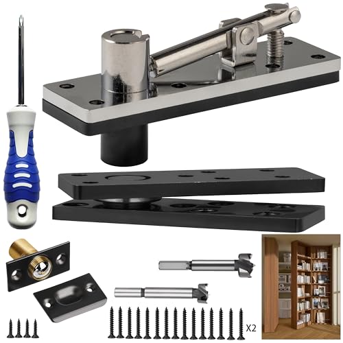 Hidden Door Hinge 360&deg; Swinging Thickened Solid Steel - 600lbs Pivot Hinges for Murphy Door Kit...