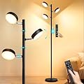Benaep Tree Floor Lamp for Living Room - Modern Black Standing Lamp, LED Floor Light with Remote & Touch, 3000K-6000K Dimmable for Bedroom Office Reading (3 Head)