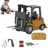 CTDWNT 1:64 RC Forklift Cranes,2.4Ghz Remote Control RC Mini Alloy Engineering Vehicle,2 in 1 Transformable Lift Fork & Hook,Type-C Direct Charging,Christmas Birthday Gifts for Boys and Girls Age 3+