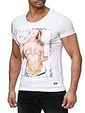 Design : XL Print-Motiv Red Bridge Herren T-Shirt Slim-Fit Naughty Girl Big Print Motiv Stretch Shirt Weiß M