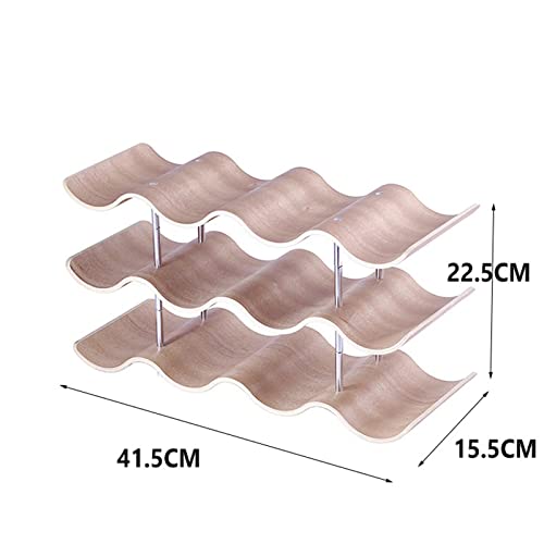 Soporte para vino de madera con diseño ondulado 4 niveles miniatura 3