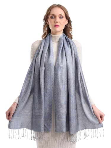 Image of KANI GOLD & JAMAWAR SILK SUPER SOFT FLORAL & PAISLEY PASHMINA STOLE SCARF